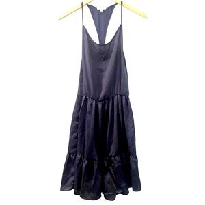Silence + Noise Navy Blue Silky Flowy Dress